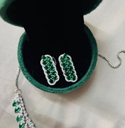 Premium Silver-Tone Necklace with Green Accents