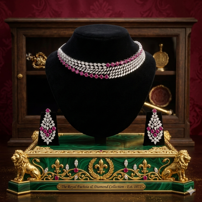 Radiant Triple- Tier Marqhise & Rose Pink Color Choker Set