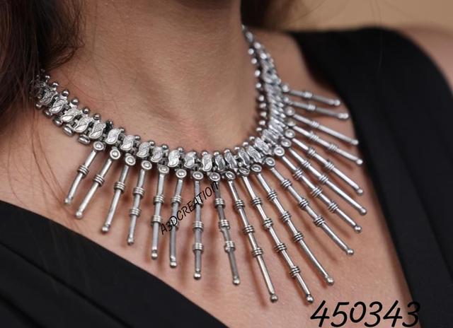 Elegant Silver-Tone Statement Necklace