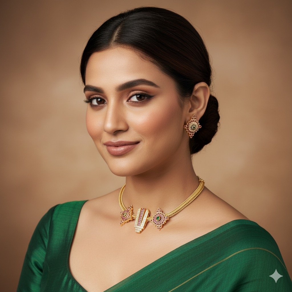 Gold-Tone Jewelry Set with Intricate Detail