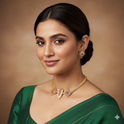 Gold-Tone Jewelry Set with Intricate Detail