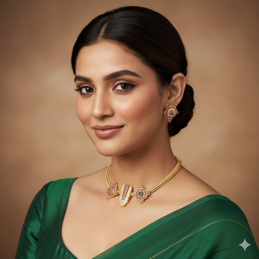 Gold-Tone Jewelry Set with Intricate Detail