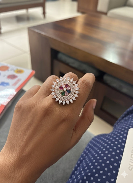 Floral American Diamond Ring