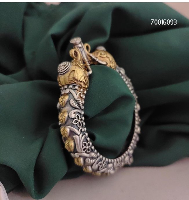 Elegant Oxidized Silver and Gold (Dual Tone) Bangle