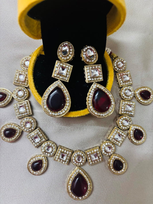 Kundan Set with Maroon coloured Doublets