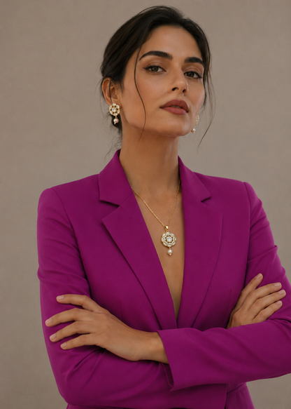 Polki Kundan Pendant Set