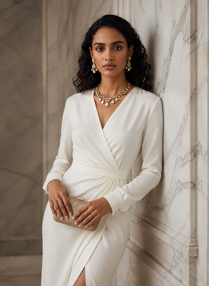 Padmini - Polki and White Doublet Jewelry Set for Queen Look
