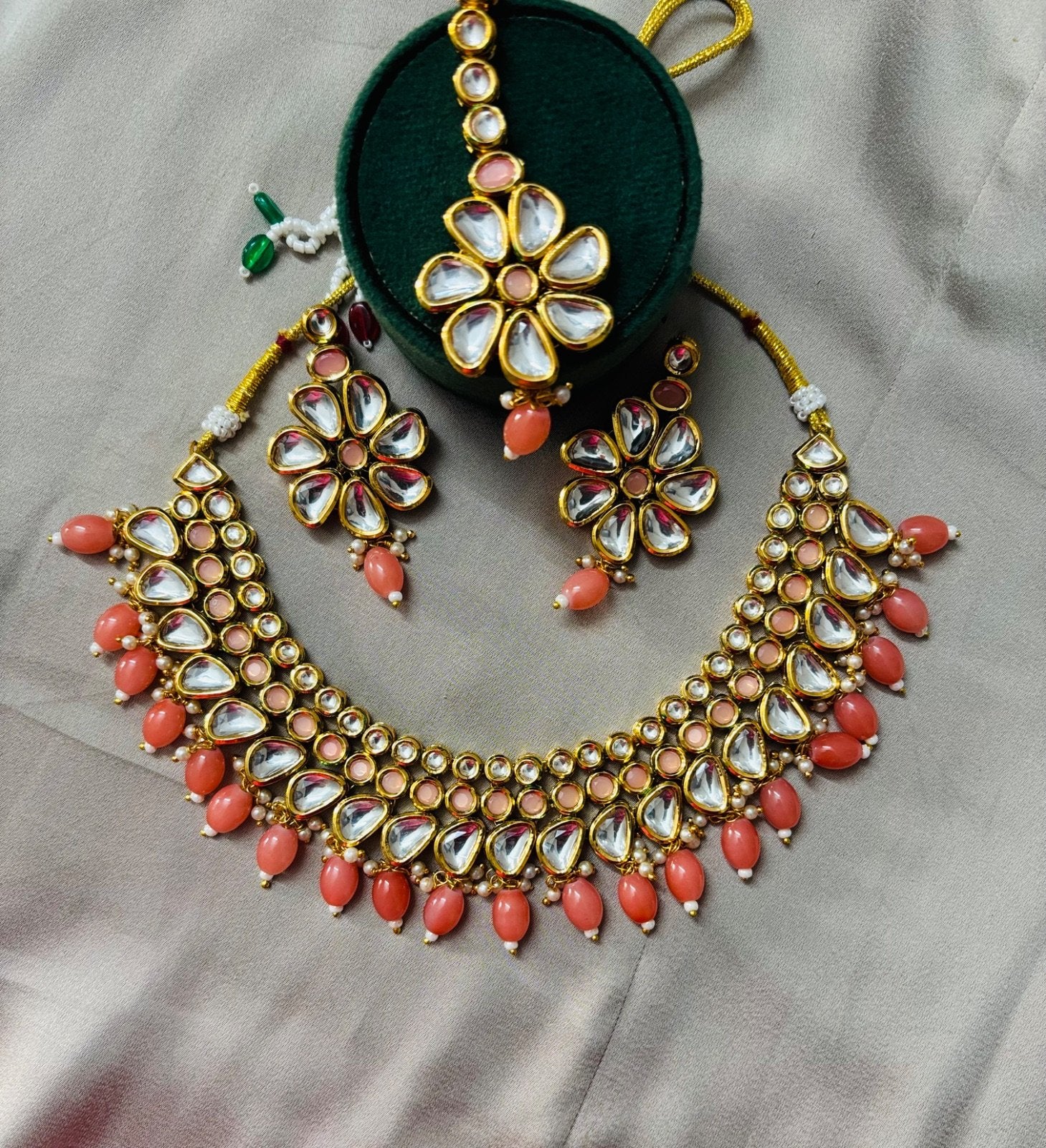 Premium Kundan with Meenakari Jewelry Set with Earrings