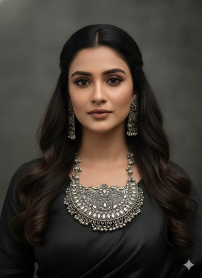 Oxidized Necklace Set with Earrings