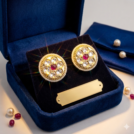 Rubi colored Kundan stone royal studs