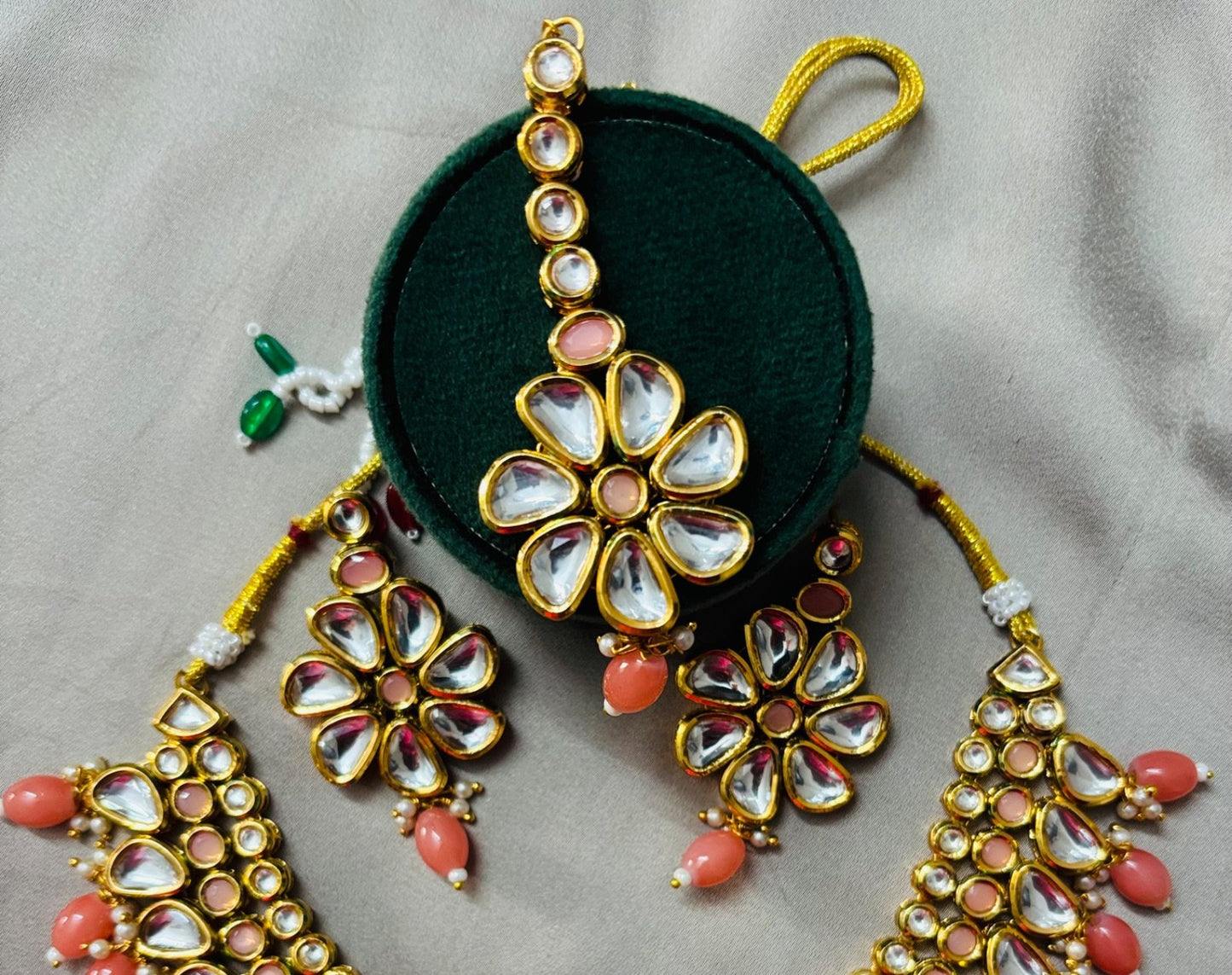 Premium Kundan with Meenakari Jewelry Set with Earrings