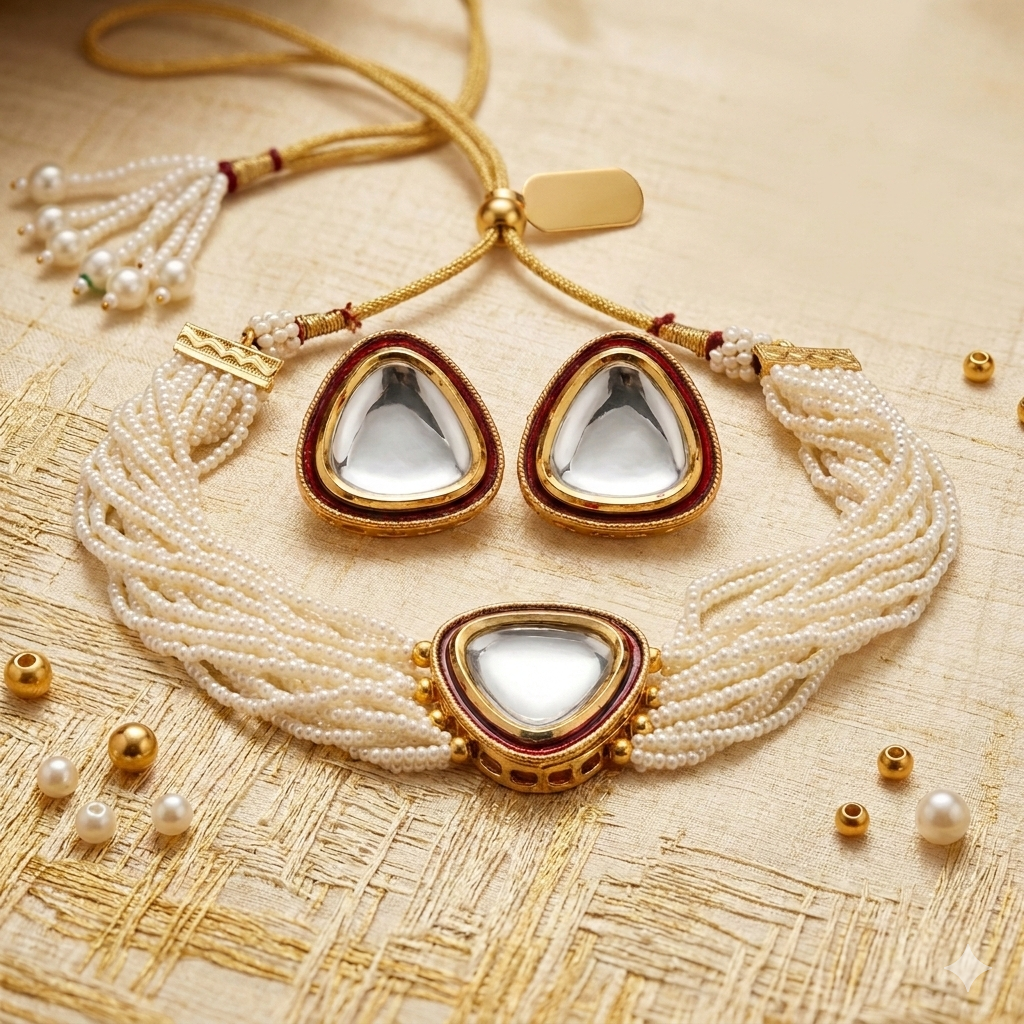 Kundan Choker Set with mother of beads