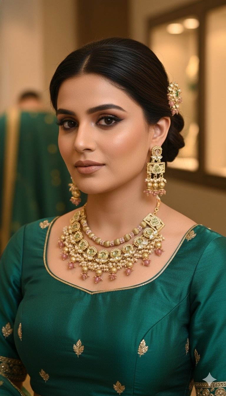 Elegant Kundan Jewelry Set with Beaded Detailing