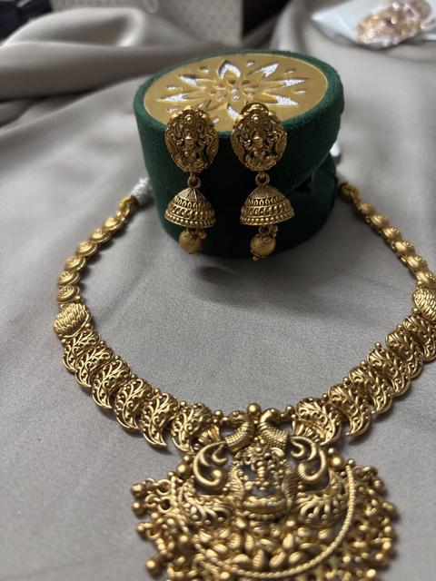 Antique Gold Plated Necklace Set with Earrings