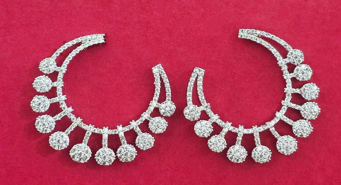 Silver-Tone American Diamond Earrings
