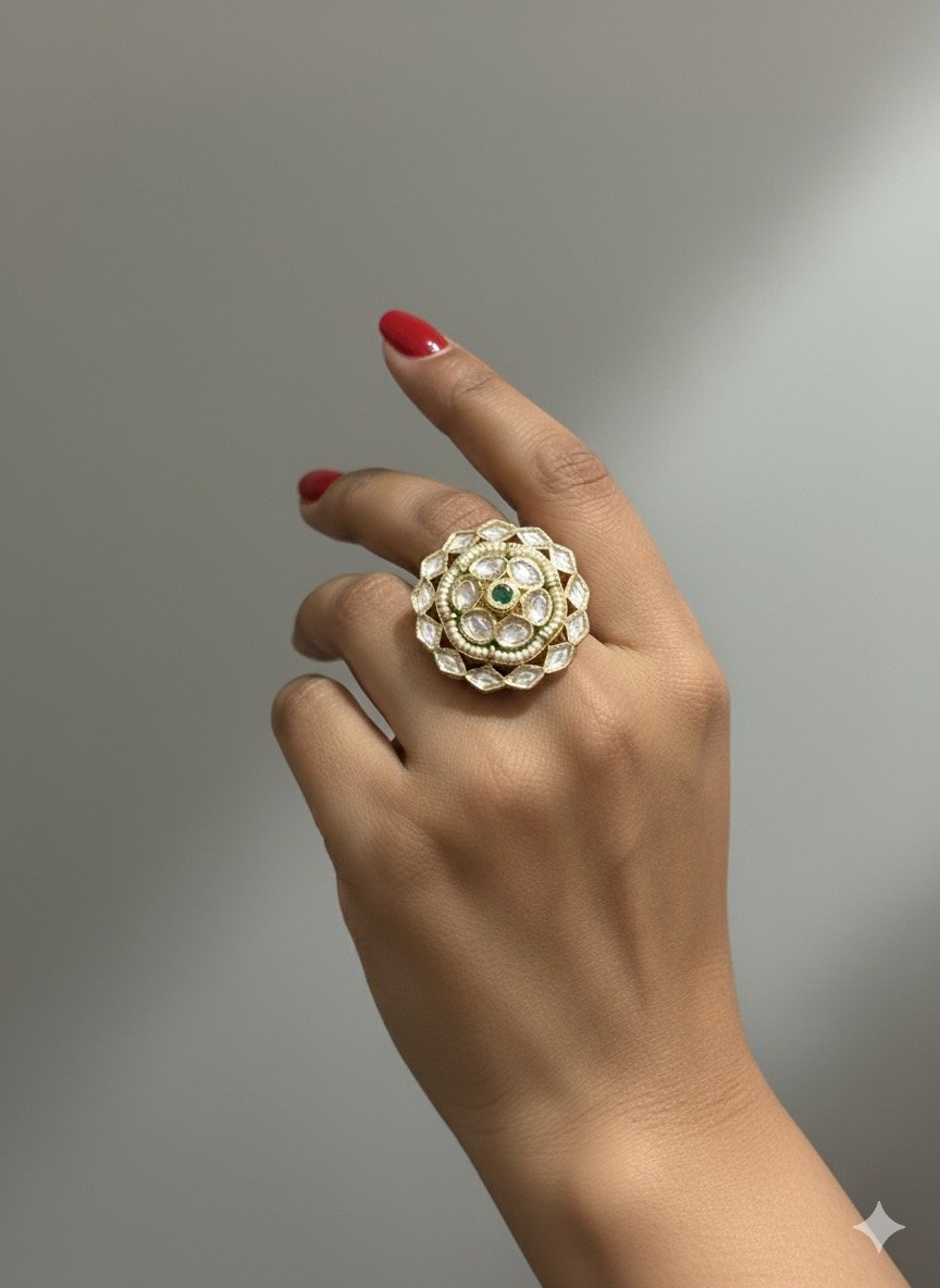 Floral Design Premium Kundan Ring