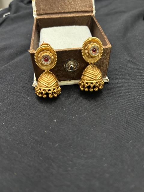 Antique Gold-Tone Jhumka Earrings