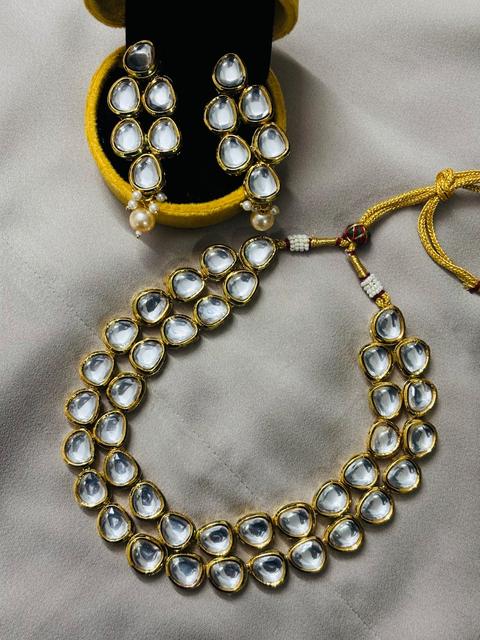 Double layered Kundan with Meenakari Jewelry Set