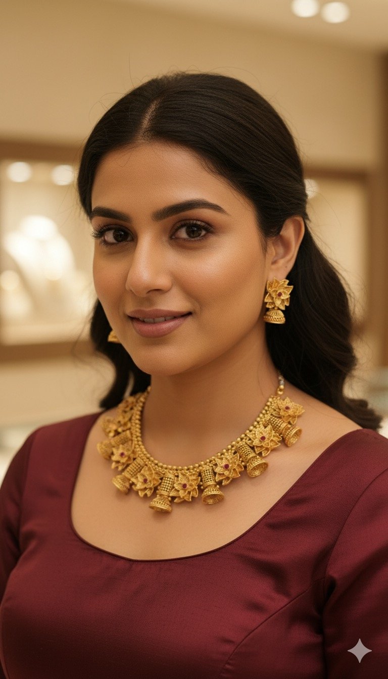 Antique Gold Plated Necklace and Earring Set