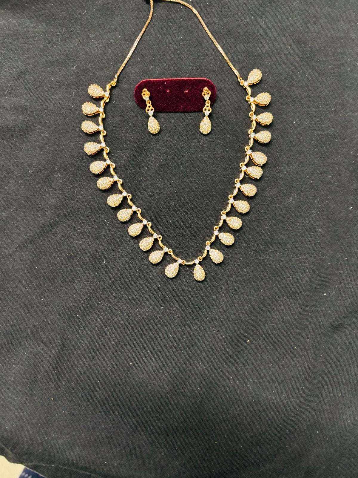 Rose Gold drops shaped American Diamond Minimalistic Jewelry Set