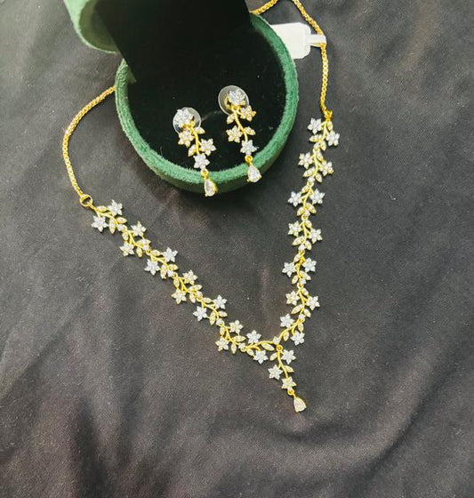 Premium Floral American Diamond Jewelry Set