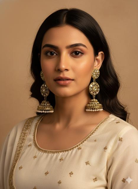 Elegant Gold-Tone Jhumka Earrings