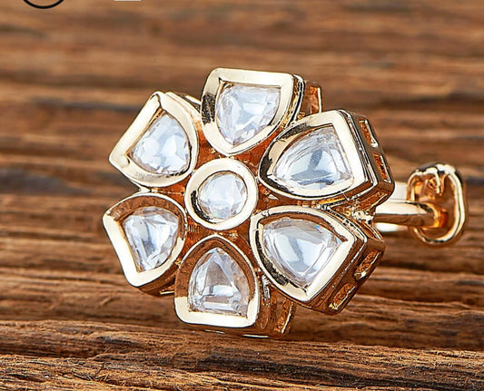 Floral Design Kundan Ring