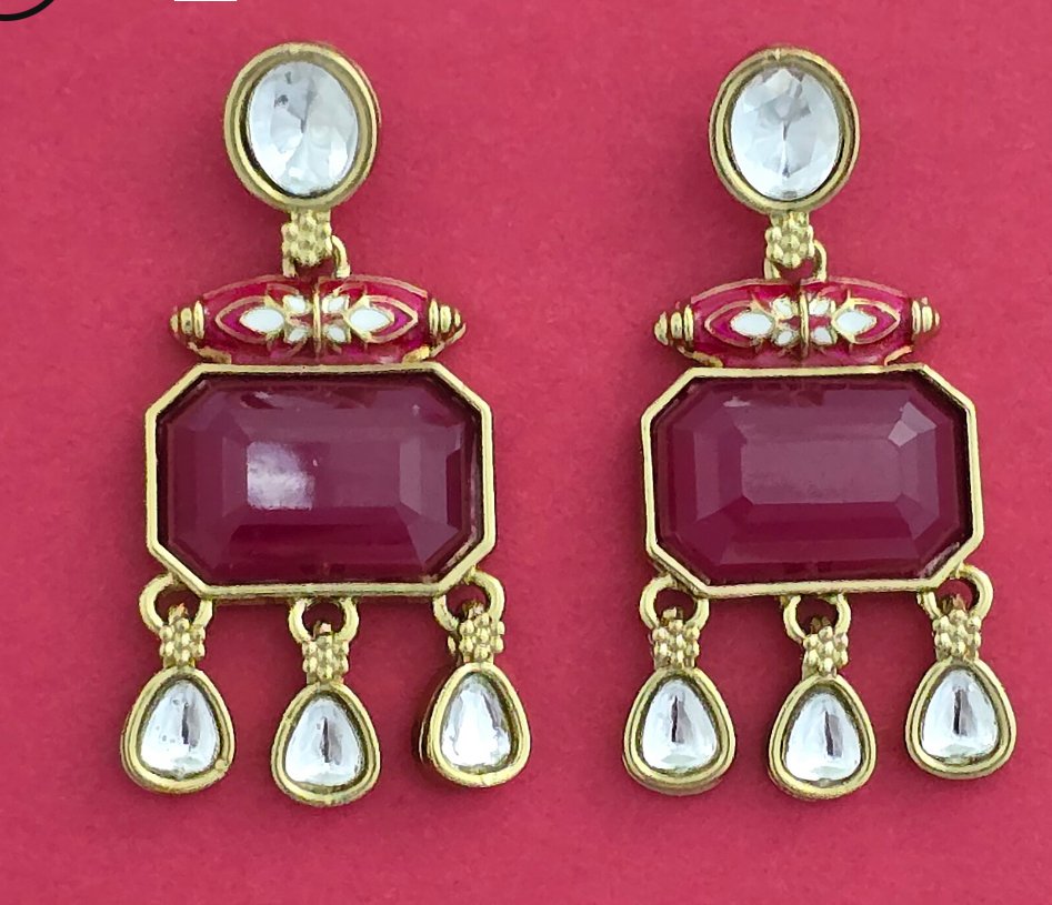 Kundan and Meenakari Earrings