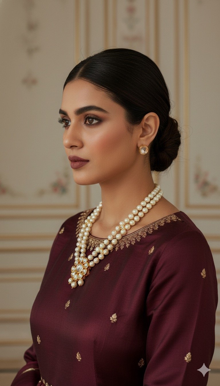 Kundan with Pearl Jewelry Set with Stud Earrings
