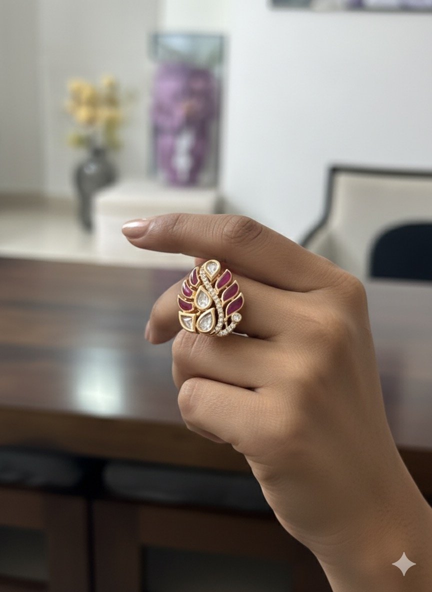 Elegant Kundan Style Statement Ring