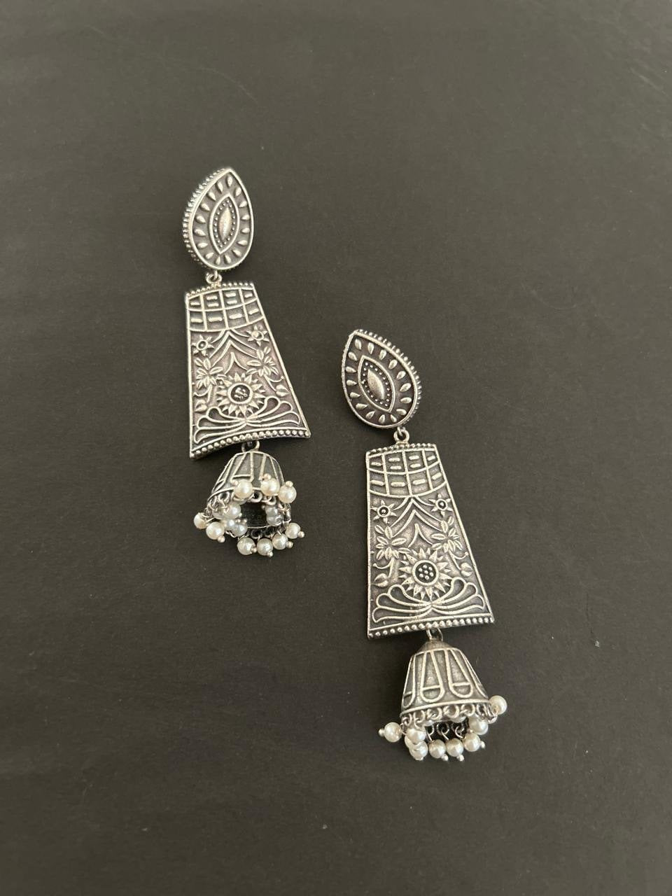 Elegant Oxidized Silver-Tone Earrings