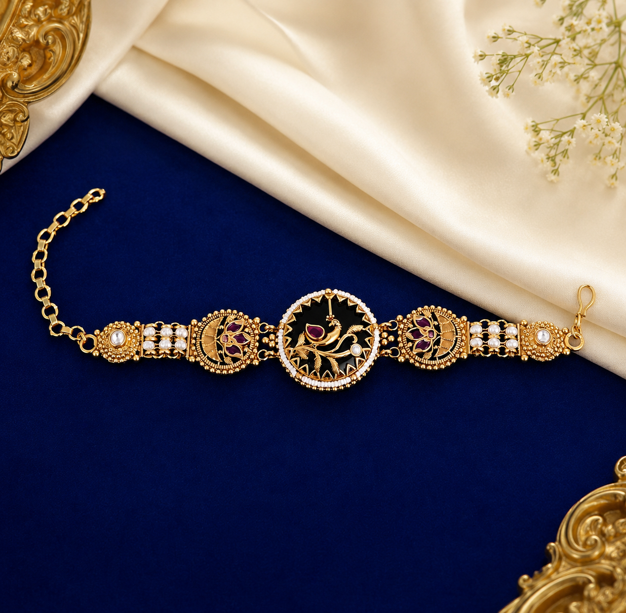 Royal Peacock Heritage Kundan Bracelet