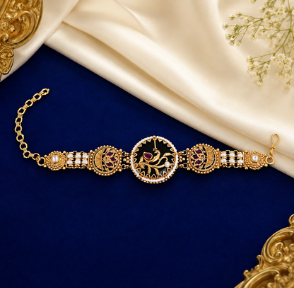 Royal Peacock Heritage Kundan Bracelet