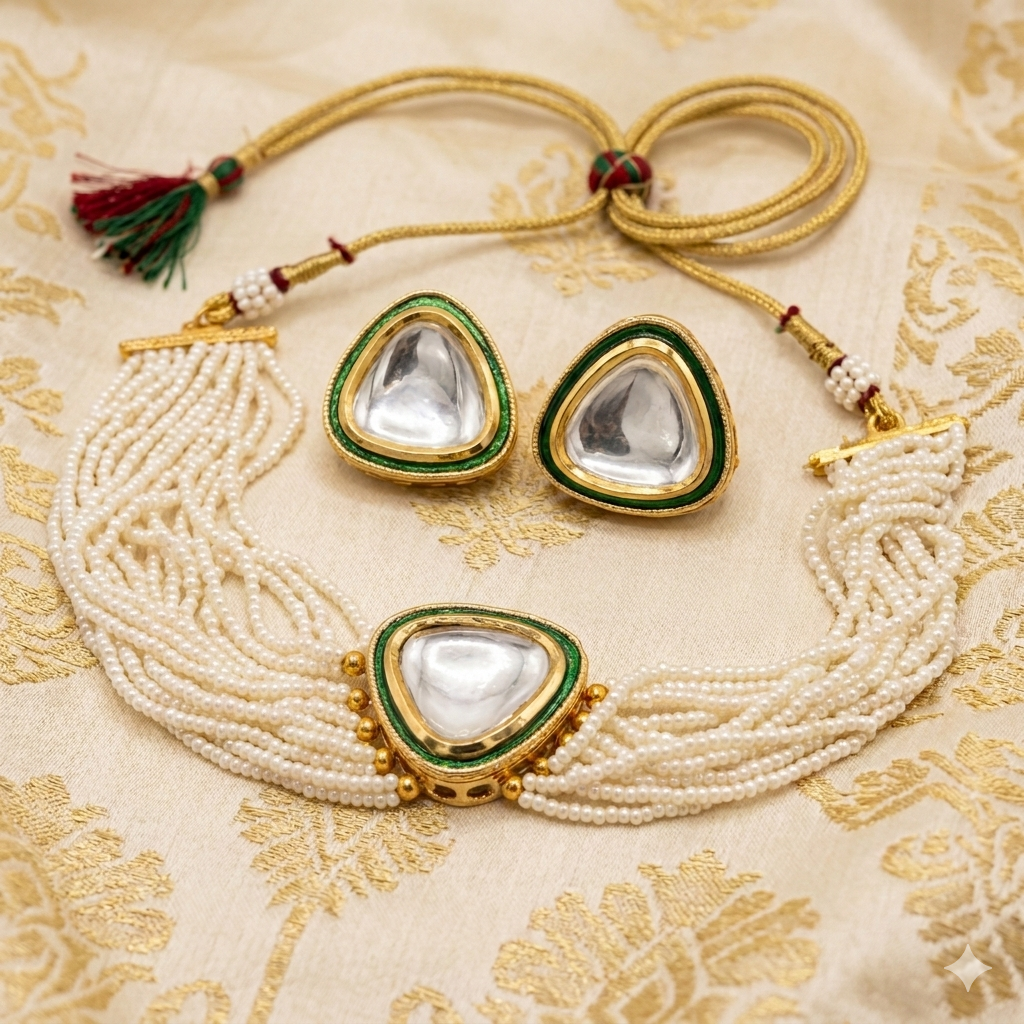 Kundan Choker Set with mother of beads