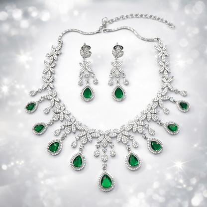 Intricate floral and leaf motifs crafted from brilliant-cut marquise crystals