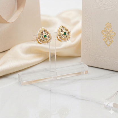 White Kundan studs with mother of beads