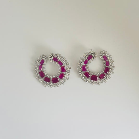 Cz Earrings with Rubi stone for premium look