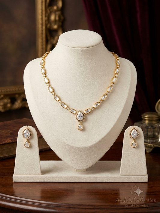 Polki Set with White Swarovski Stone