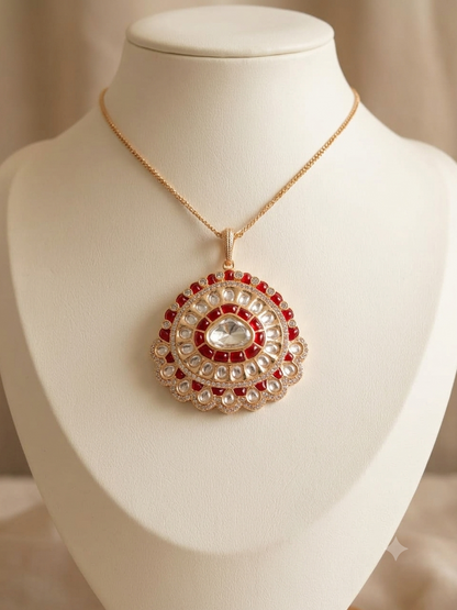 Royal Ruby and  Kundan Statement Pendant Set