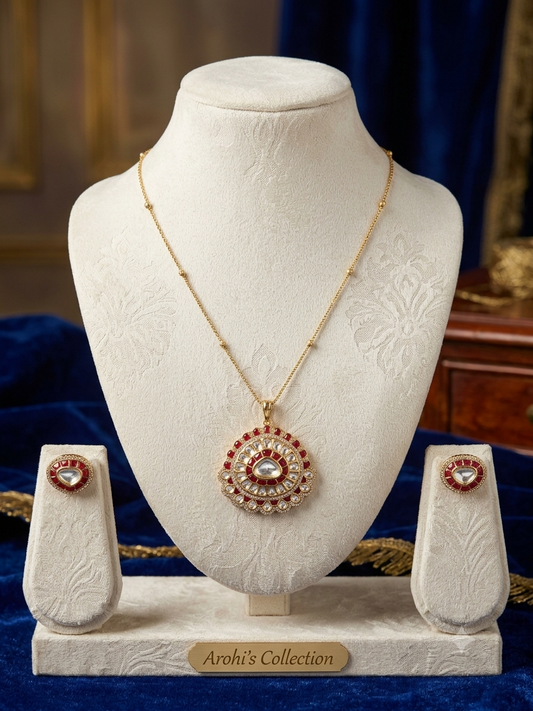 Royal Ruby and  Kundan Statement Pendant Set
