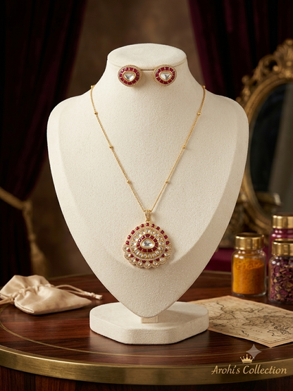 Royal Ruby and  Kundan Statement Pendant Set