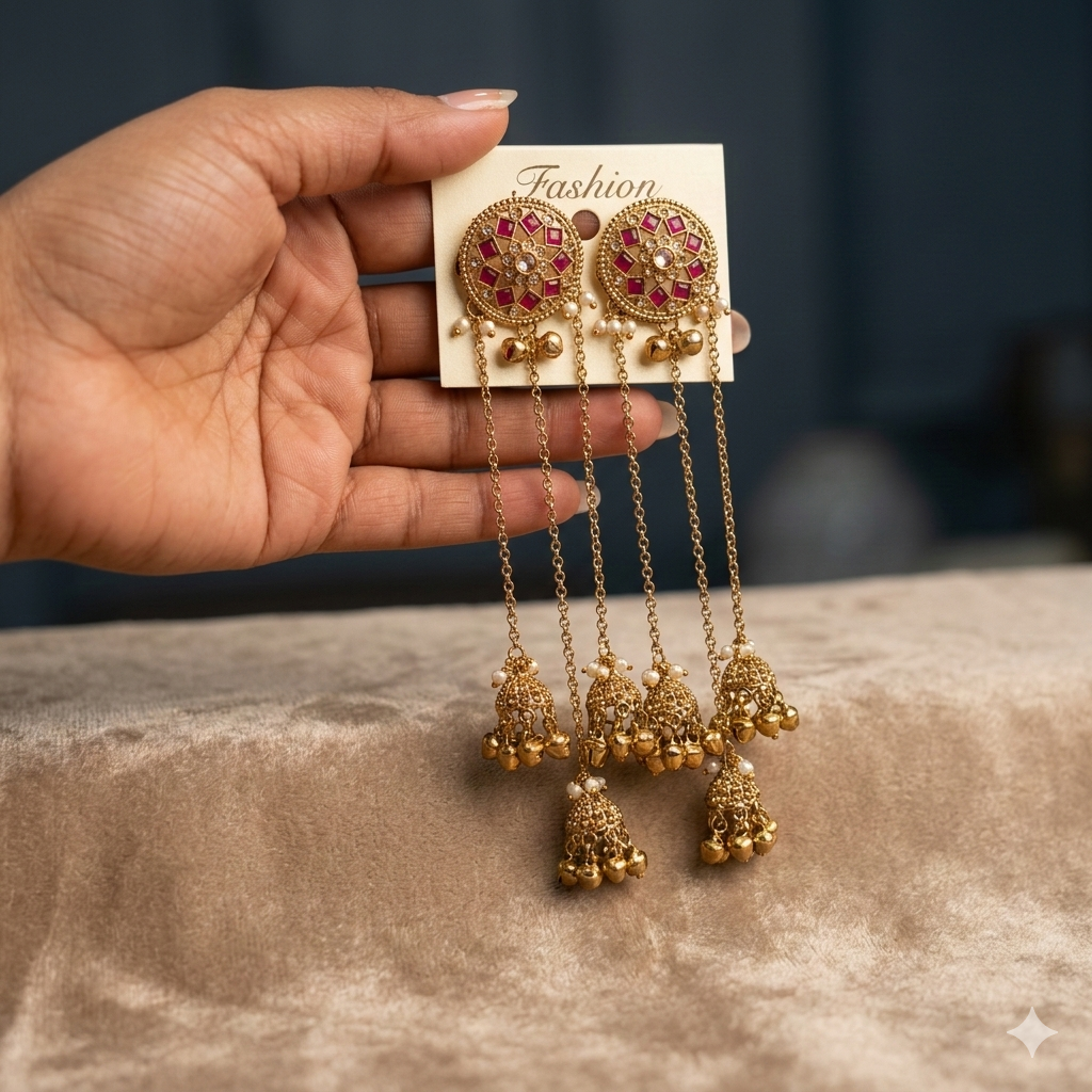 Elegant Chand Chain Jhumka Earring