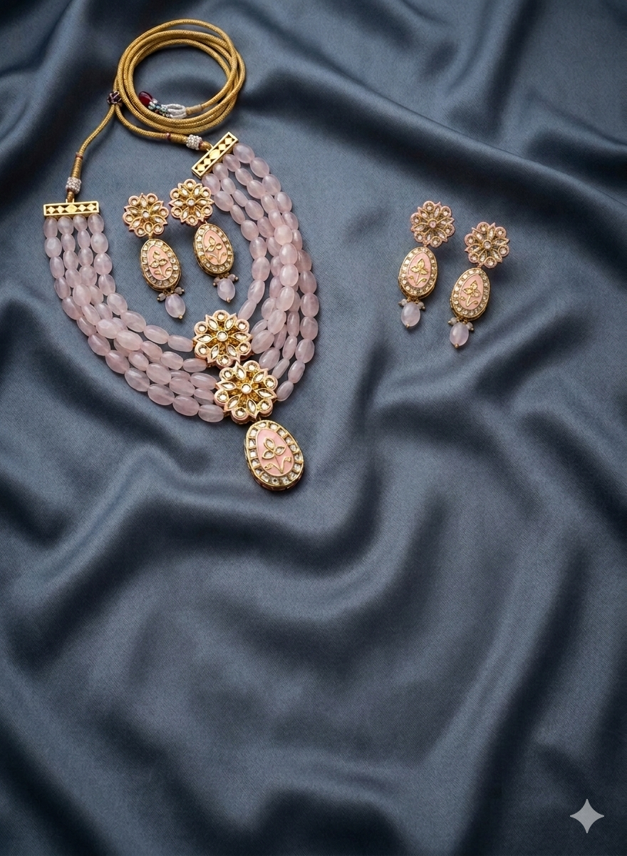 Elegant Beaded Jewelry Set with Floral Accents