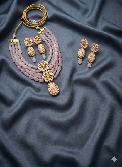 Elegant Beaded Jewelry Set with Floral Accents