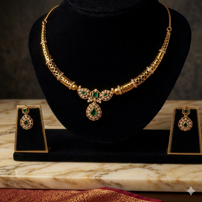 Emerald Green Antique Gold Jewelry Set