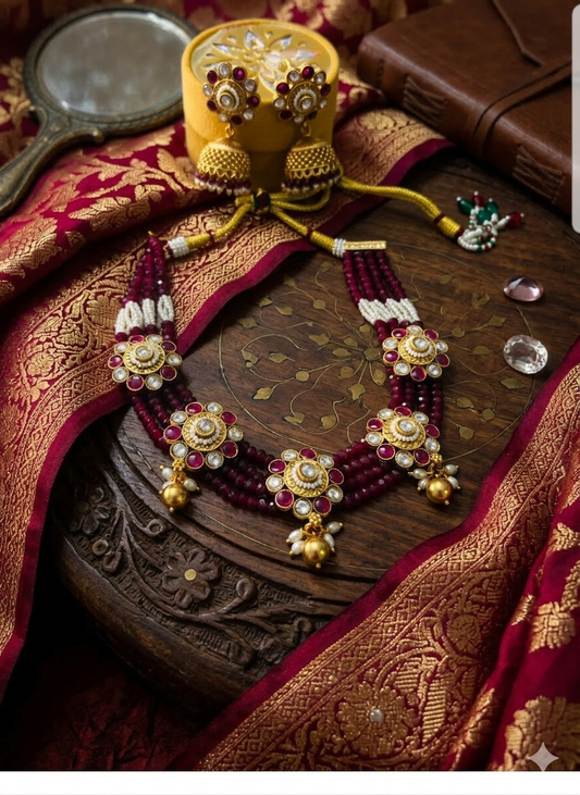 Elegant Beaded Necklace Set with Earrings