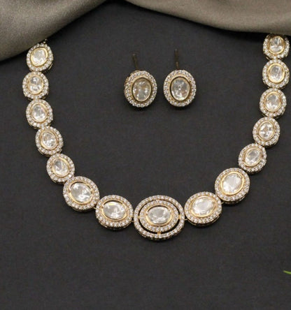 Anamika - Royal Golden Touch Polki Kundan One Liner Set for premium look