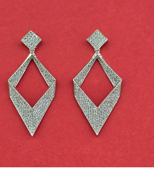 Designer Earrings with Rhodium Plating