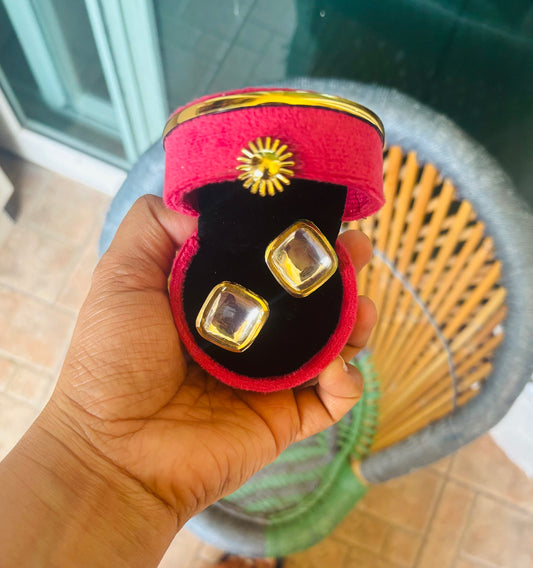 Kundan Studs with Meena Work on its Back