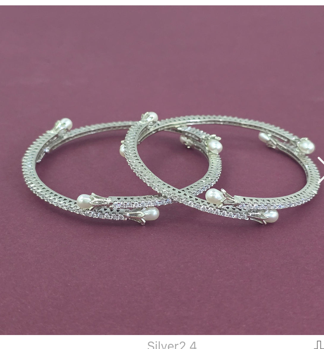 Classic Bangles with Rhodium Plating